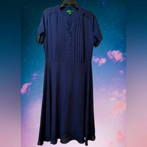 NWT Dip 1940s Style Navy Women's Dress Crepe Chiffon Feel Size 10